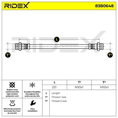 Brake Hose RIDEX 83B0648 83B0648 - photo 2