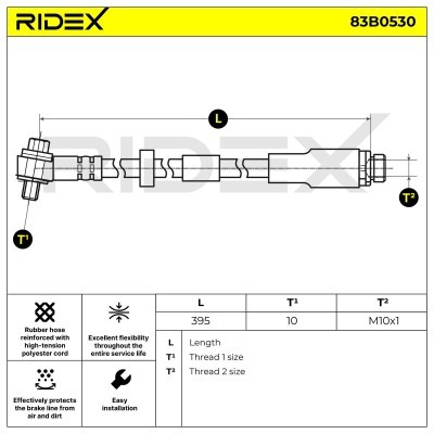 Brake Hose RIDEX 83B0530 83B0530 - photo 2