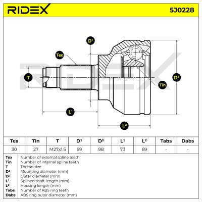 Joint Kit, Drive Shaft RIDEX 5J0228 5J0228 - photo 6