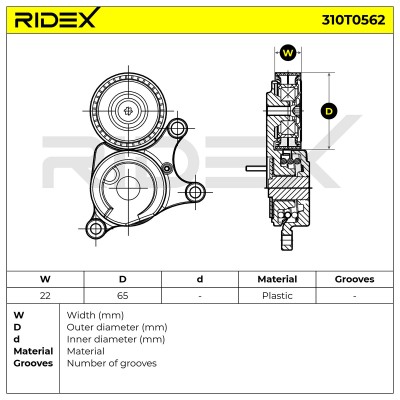 Belt Tensioner V-Ribbed Belt RIDEX 310T0562 310T0562 - photo 6
