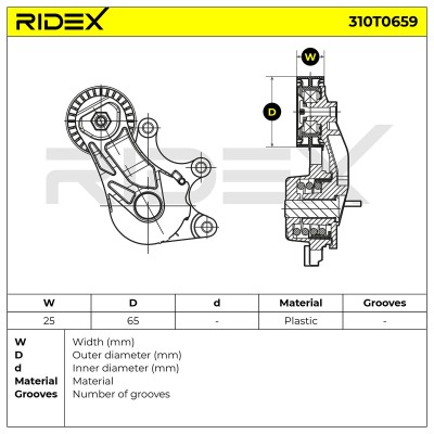 Belt Tensioner V-Ribbed Belt RIDEX 310T0659 310T0659 - photo 6