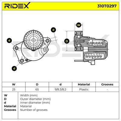 Belt Tensioner V-Ribbed Belt RIDEX 310T0297 310T0297 - photo 6