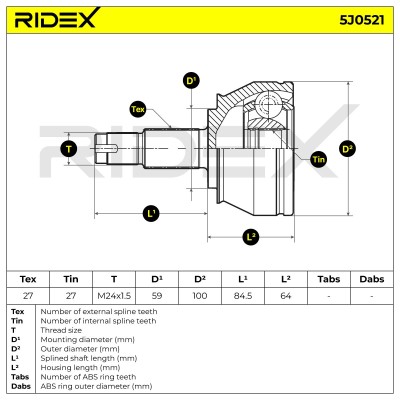 Joint Kit, Drive Shaft RIDEX 5J0521 5J0521 - photo 5
