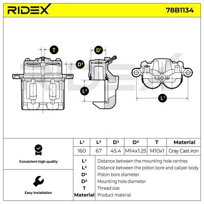 Brake Caliper RIDEX 78B1134 78B1134 - photo 5