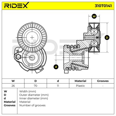 Belt Tensioner V-Ribbed Belt RIDEX 310T0141 310T0141 - photo 6