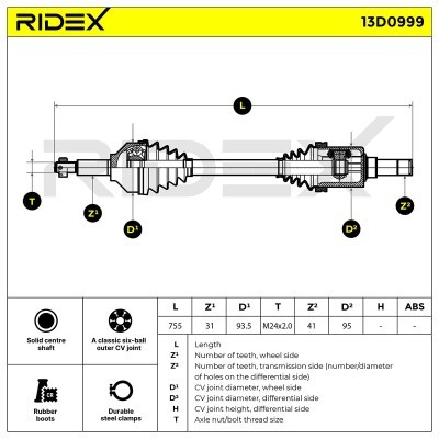 Drive Shaft RIDEX 13D0999 13D0999 - photo 7