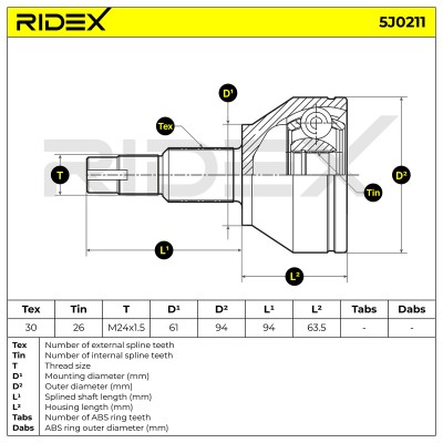 Joint Kit, Drive Shaft RIDEX 5J0211 5J0211 - photo 5