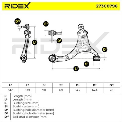 Control Arm RIDEX 273C0796 273C0796 - photo 5