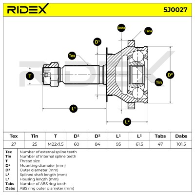 Joint Kit, Drive Shaft RIDEX 5J0027 5J0027 - photo 7