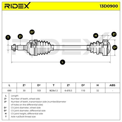 Drive Shaft RIDEX 13D0900 13D0900 - photo 7