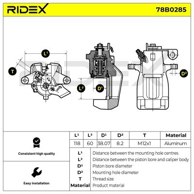 Brake Caliper RIDEX 78B0285 78B0285 - photo 6
