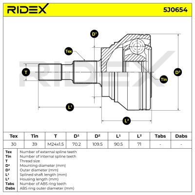 Joint Kit, Drive Shaft RIDEX 5J0654 5J0654 - photo 6