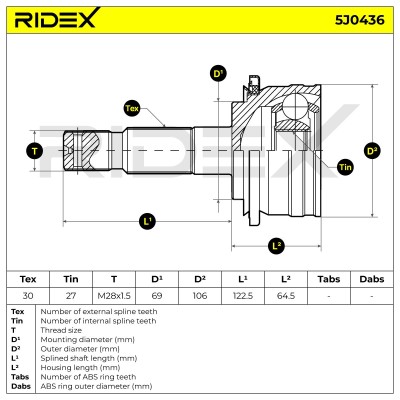 Joint Kit, Drive Shaft RIDEX 5J0436 5J0436 - photo 5