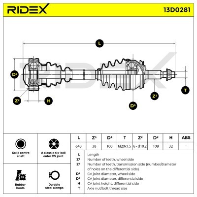 Drive Shaft RIDEX 13D0281 13D0281 - photo 3