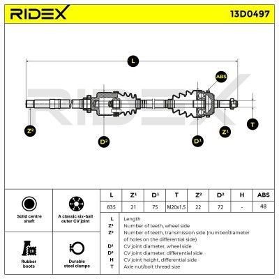 Drive Shaft RIDEX 13D0497 13D0497 - photo 8
