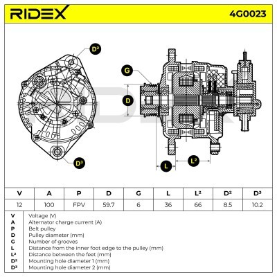 Alternator RIDEX 4G0023 4G0023 - photo 6