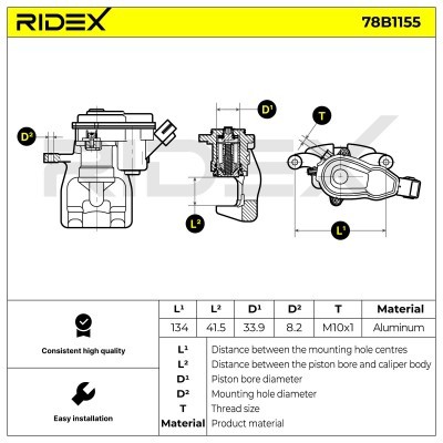 Brake Caliper RIDEX 78B1155 78B1155 - photo 8