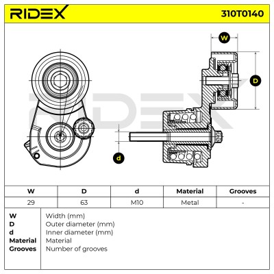 Belt Tensioner V-Ribbed Belt RIDEX 310T0140 310T0140 - photo 6