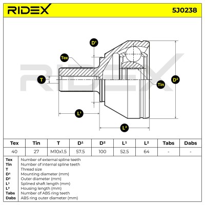 Joint Kit, Drive Shaft RIDEX 5J0238 5J0238 - photo 5