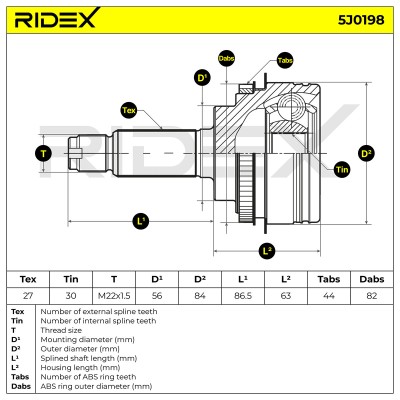 Joint Kit, Drive Shaft RIDEX 5J0198 5J0198 - photo 5