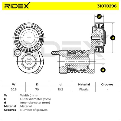 Belt Tensioner V-Ribbed Belt RIDEX 310T0296 310T0296 - photo 6