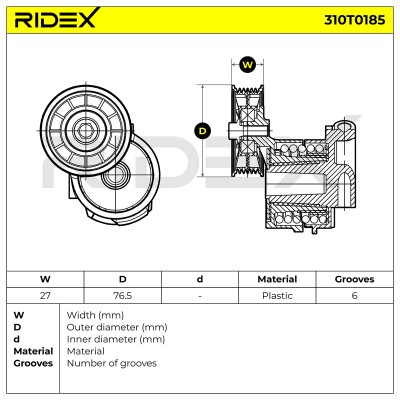 Belt Tensioner V-Ribbed Belt RIDEX 310T0185 310T0185 - photo 6