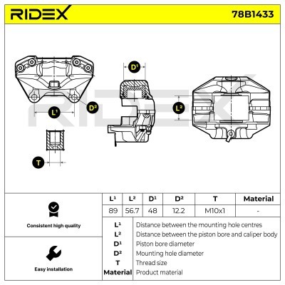 Brake Caliper RIDEX 78B1433 78B1433 - photo 7