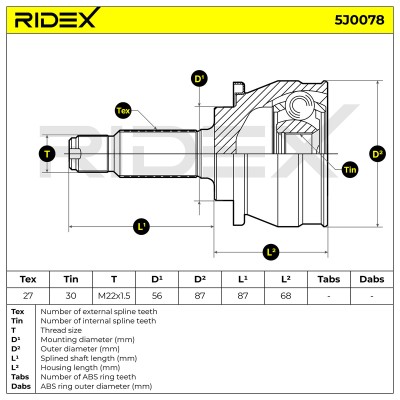 Joint Kit, Drive Shaft RIDEX 5J0078 5J0078 - photo 7