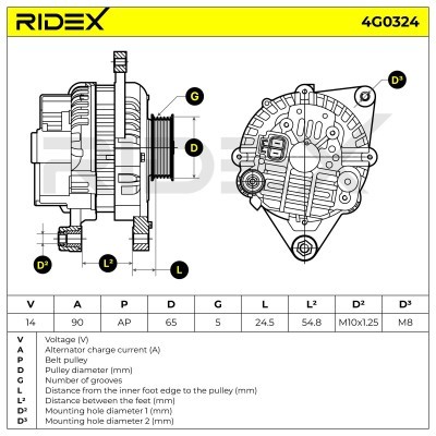 Alternator RIDEX 4G0324 4G0324 - photo 5