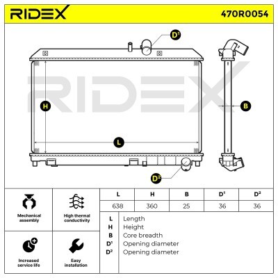 Radiator, Engine Cooling RIDEX 470R0054 470R0054 - photo 5
