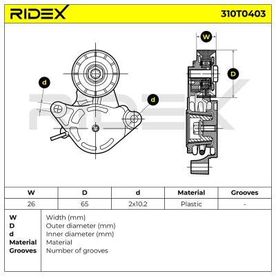 Belt Tensioner V-Ribbed Belt RIDEX 310T0403 310T0403 - photo 6
