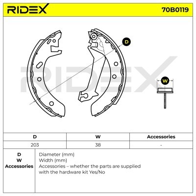 Brake Pads Set RIDEX 70B0119 70B0119 - photo 2