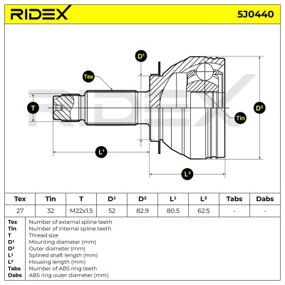 Joint Kit, Drive Shaft RIDEX 5J0440 5J0440 - photo 5