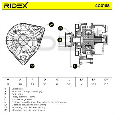 Alternator RIDEX 4G0168 4G0168 - photo 9