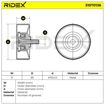 Belt Tensioner V-Ribbed Belt RIDEX 310T0136 310T0136 - photo 6