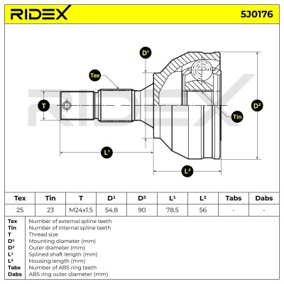Joint Kit, Drive Shaft RIDEX 5J0176 5J0176 - photo 5