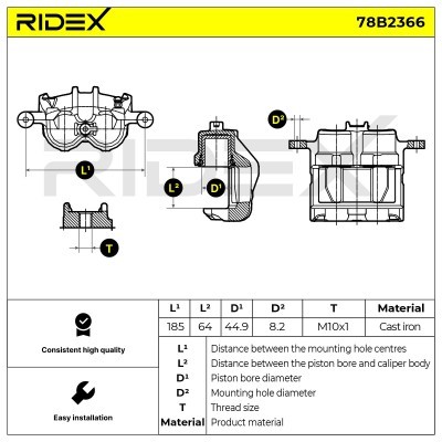 Brake Caliper RIDEX 78B2366 78B2366 - photo 3