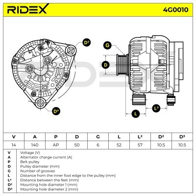 Alternator RIDEX 4G0010 4G0010 - photo 5