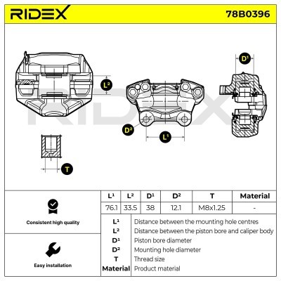 Brake Caliper RIDEX 78B0396 78B0396 - photo 6