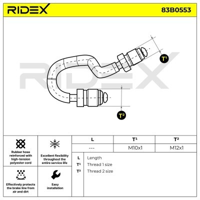 Brake Hose RIDEX 83B0553 83B0553 - photo 2