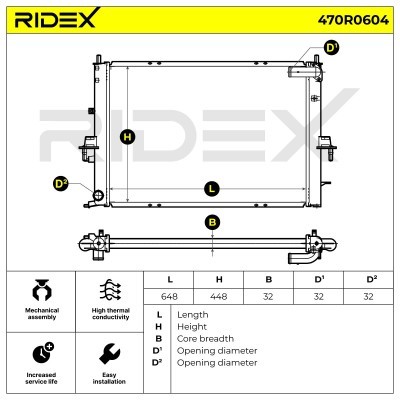 Radiator, Engine Cooling RIDEX 470R0604 470R0604 - photo 5