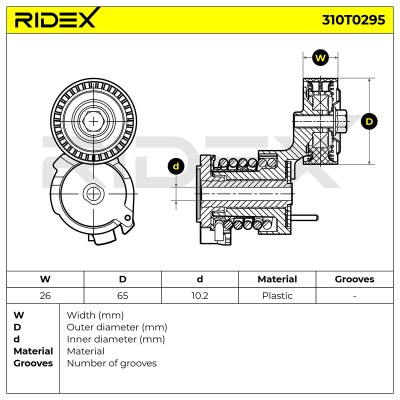 Belt Tensioner V-Ribbed Belt RIDEX 310T0295 310T0295 - photo 6