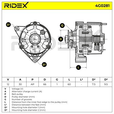 Alternator RIDEX 4G0281 4G0281 - photo 5