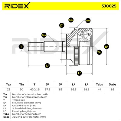 Joint Kit, Drive Shaft RIDEX 5J0025 5J0025 - photo 7