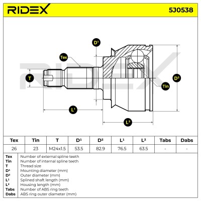 Joint Kit, Drive Shaft RIDEX 5J0538 5J0538 - photo 7