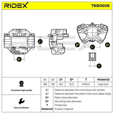 Brake Caliper RIDEX 78B0608 78B0608 - photo 3
