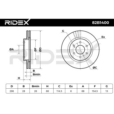 Brake Disc RIDEX 82B1400 82B1400 - photo 5