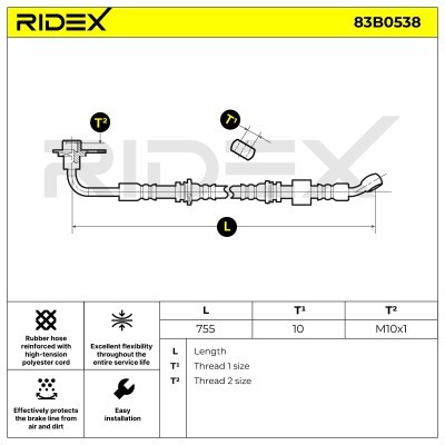 Brake Hose RIDEX 83B0538 83B0538 - photo 6