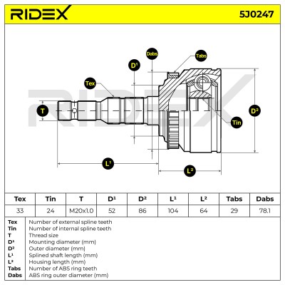 Joint Kit, Drive Shaft RIDEX 5J0247 5J0247 - photo 4