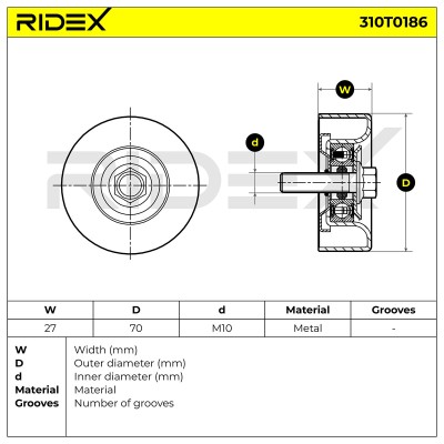 Belt Tensioner V-Ribbed Belt RIDEX 310T0186 310T0186 - photo 6